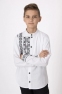 Лляна вишивана сорочка для хлопців Mevis 4767, колір білий 0