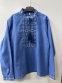 Лляна вишивана сорочка для хлопців Mevis 4725, колір блакитний 2