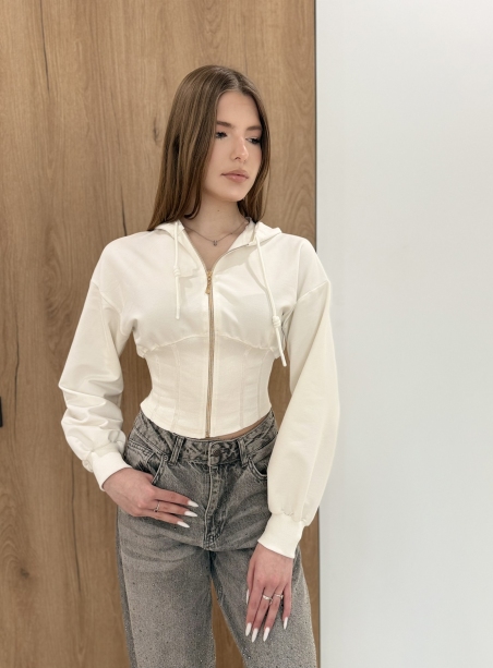 Трикотажне корсет-зіп на блискавці Melin, колір молочний