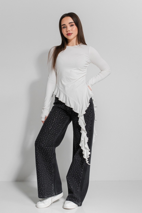 Лонгслів для дівчат Suzie Ніколь SW203-Y6F23, колір молочний