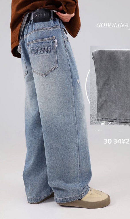 Джинси-унісекс з весняної колекції Gobolina Baby 26609, колір блакитний