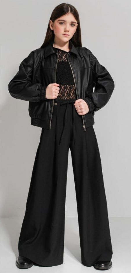 Бомбер зі шкірозамінника для дівчат Suzie Лайвлі JC055-Y6F15, колір чорний