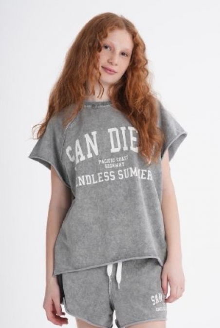 Літній костюм з шортами для дівчат HayKids 26SB254, колір сірий