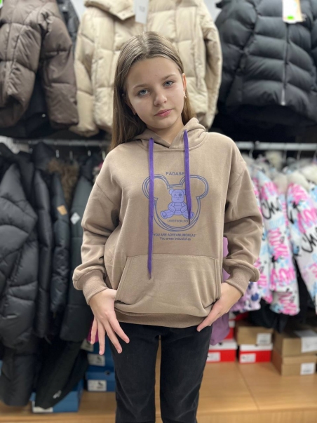 Утеплене худі A`M 23050, колір коричневий