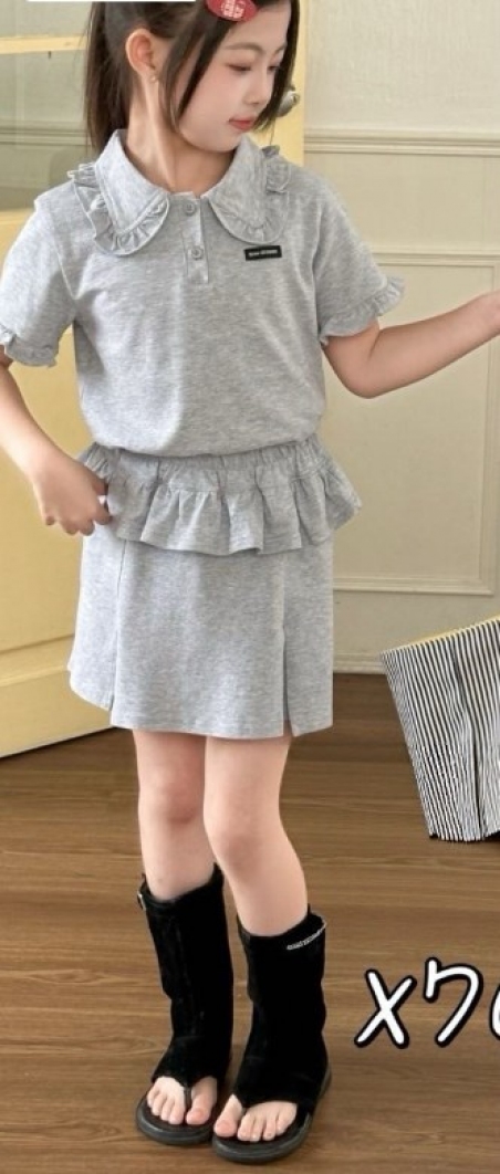 Трикотажний костюм-двійка для дівчат Gobolina Baby 7092, колір сірий