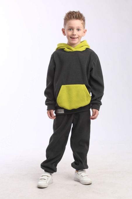 Флісовий дитячий костюм JOIKS, колір сіро-салатовий
