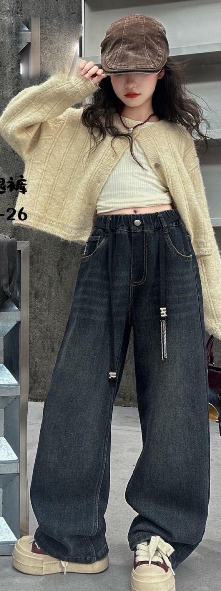 Утеплені дитячі джинси на флісі для дівчат A`M 222605, колір синій