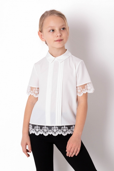 Летняя блузка с коротким рукавом для девочки Mevis 3716-02, цвет молочный