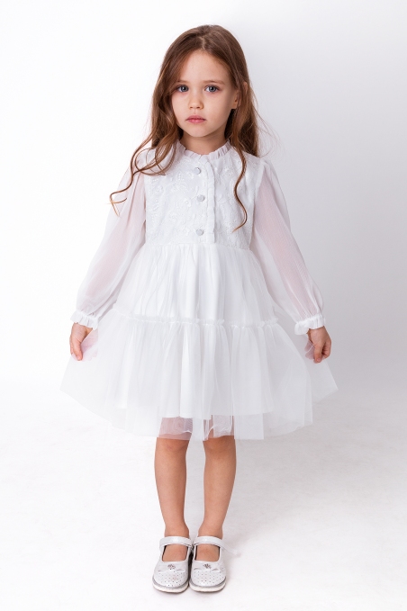 Нарядное платье для девочки  Mevis 4059, цвет белый