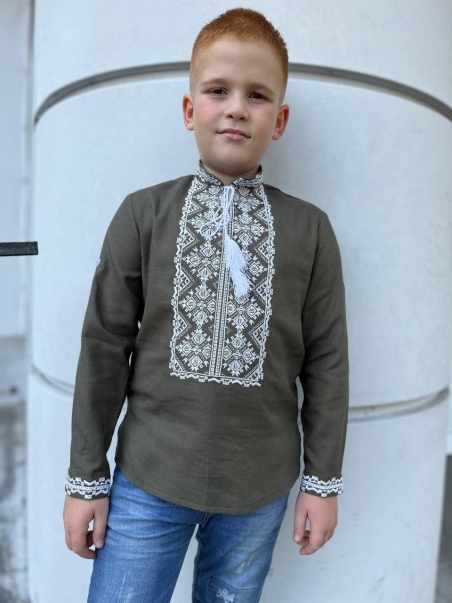 Вишиванка для хлопців Piccolo Роман, колір оливковий