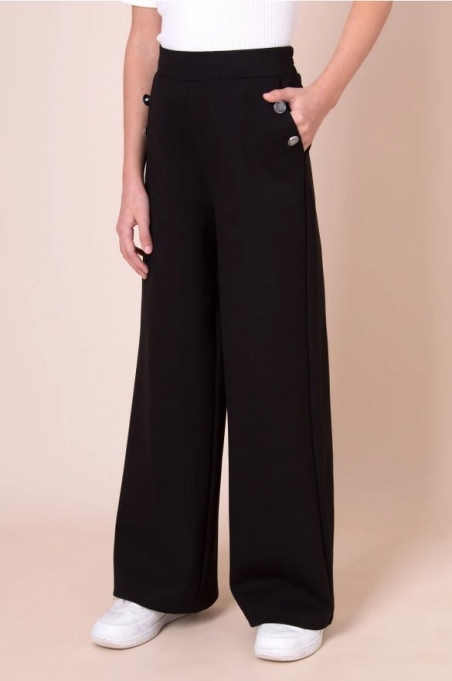 Шкільні трикотажні брюки-палаццо Mevis 5350, колір чорний