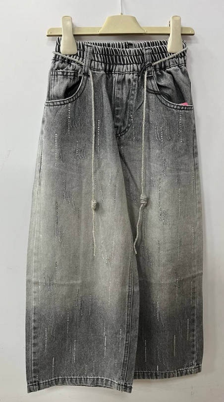 Джинси-палаццо з камінцями Gobolina Baby СК-29, колір сірий