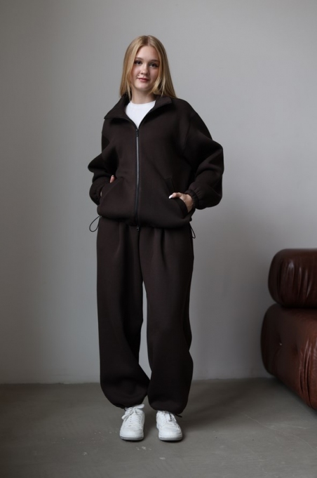Утеплений спортивний костюм на флісі Filatova 517/514, колір шоколадний