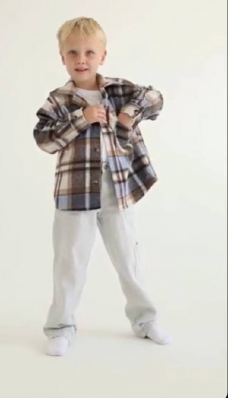 Тепла універсальна картата сорочка Chiboni, колір блакитно-коричневий