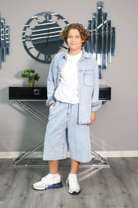 Джинсові шорти-бермуди A-yugi 5522, колір блакитний