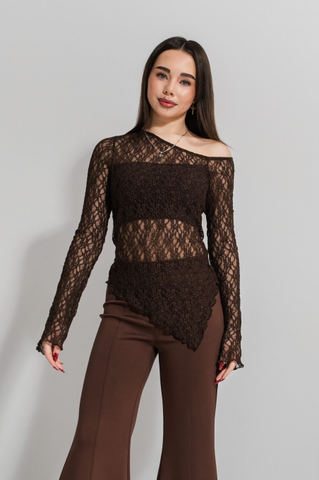 Лонгслів для дівчат Suzie Лоріта SW205-Y6F04, колір шоколадний