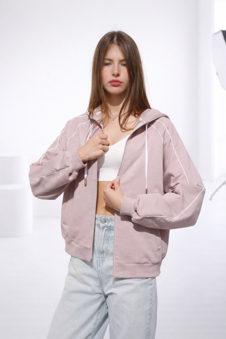 Трикотажне худі-зіп на блискавці Melin Барбара, колір бежевий