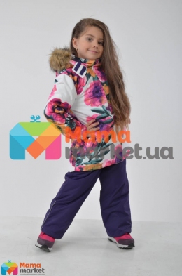 Зимний комплект для девочки Huppa RENELY 41850030, цвет white pattern/ dark lilac 81720