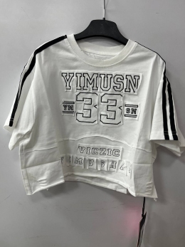 Літня укорочена футболка для дівчат Gobolina Baby XS139, колір білий