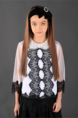 Шикарная кружевная блузка для девочки MONE 1581-5