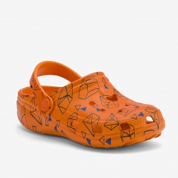 Дитячі сабо-крокси Coqui, колір Dk.orange geometric