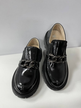 Шкільні шкіряні туфлі для дівчат Сonstanta 1754, колір чорний