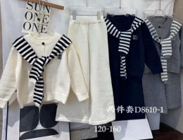 В`язаний теплий костюм-двійка для дівчат Gobolina Baby 8610, колір синій