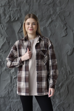 Картата сорочка для підлітків Filatova 510, колір коричневий