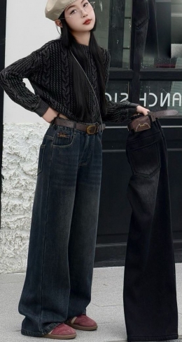 Утеплені дитячі джинси на флісі для дівчат A`M 2562, колір синій