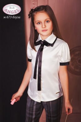 Атласная блузка для девочки Baby Angel 673, цвет молочный