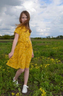 Летнее платье для девочки Filatova, цвет горчичный