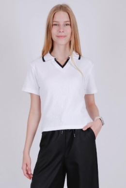 Шкільне поло з коротким рукавом для дівчат Teto kids 956, колір білий