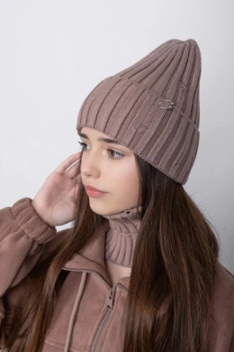 Демісезонна шапка з манішкою Cvetkov, колір мокко