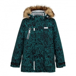 Зимова дитяча куртка-парка для хлопців Joiks В-60, колір чорно-зелений