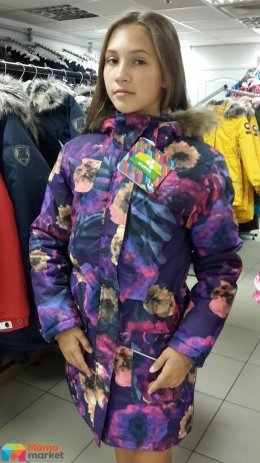 Пальто-парка зимняя для девочки Huppa MONA, цвет lilac pattern 81753