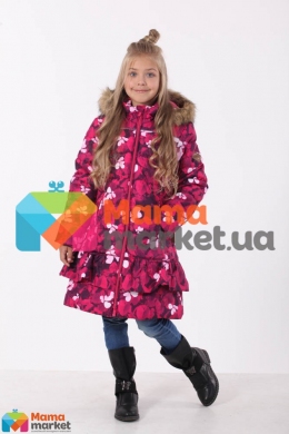 Пальто зимнее для девочки Huppa WHITNEY 12460030, цвет fuchsia pattern 81663