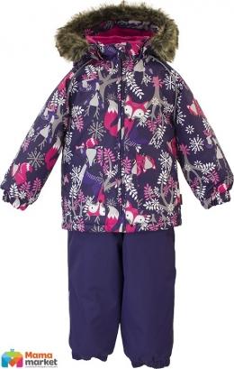 Зимний комплект для девочки Huppa AVERY, цвет dark lilac pattern/ dark lilac 81873