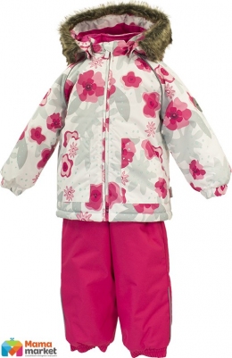 Зимний комплект для девочки Huppa AVERY, цвет white pattern/ fuchsia 81920