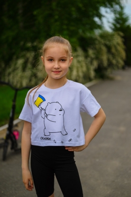 Патріотична футболка-топ для дівчинки Filatova Паляниця, колір білий