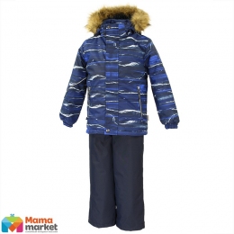 Зимний комплект для мальчика Huppa DANTE 1 41930130, цвет navy pattern/ navy 82686