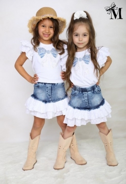 Джинсова спідничка MalaMi 2622, колір біло-блакитний