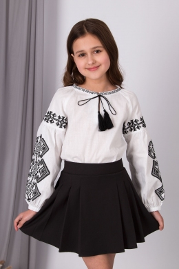 Лляна вишиванка для дівчат Mevis 5660-01, колір білий