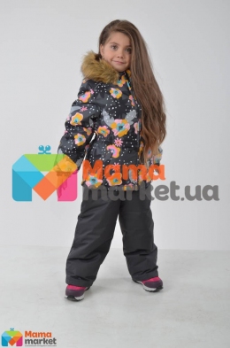 Зимний комплект для девочки Huppa WONDER 41950030, цвет gray pattern/ dark gray 81948