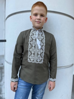 Вишиванка для хлопців Piccolo Роман, колір оливковий