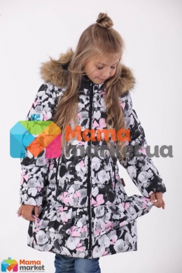 Пальто зимнее для девочки Huppa WHITNEY 12460030, цвет white pattern 81620