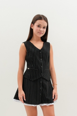 Шкільна спідниця-шорти Suzie Бамбіна SO020-Y4F01, колір чорний в смужку