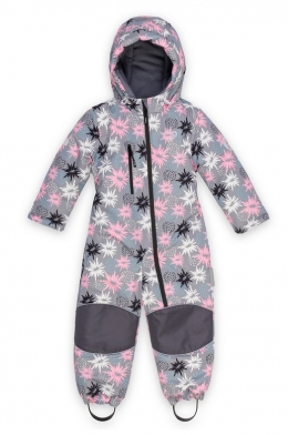 Зимовий дитячий комбінезон TRAVELER Зірочка 026, колір сірий з рожевим