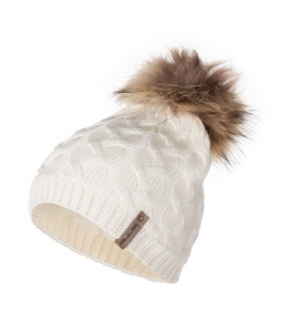 Зимова дитяча шапка з натуральним помпоном Lenne NORA 23391B, колір 001