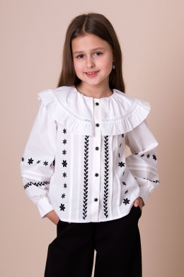 Шкільна блузка з довгим рукавом Mevis 5463, колір білий
