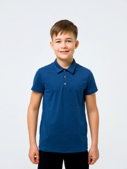 Футболка-поло для мальчика Смил 114736, цвет синий меланж